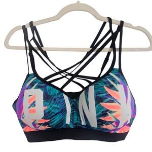 PINK Victoria's Secret Sports Bra Strappy Sports Bra Pink Ultimate Sports Bra L